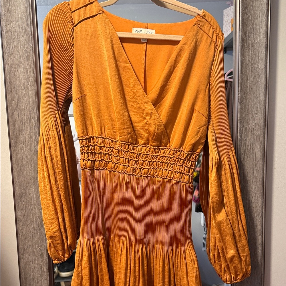 The Jetset Diaries Vibrant Orange Long Sleeve Dress
